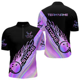 Maxcorners Custom Hologram Flame Strike 1 Bowling Polo Shirts For Men, Bowling Team Bowler Outfit MT1309