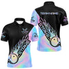 Maxcorners Custom Hologram Flame Strike  2 Bowling Polo Shirts For Men, Bowling Team Bowler Outfit MT1309