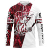 Maxcorners Custom Bass Fishing Tattoo Red Camo Long Sleeve Tournament Fishing Shirts, Bass Fishing Jerseys LM0201