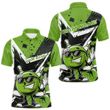 Maxcorners Custom Black And Green Star Funny Bowling Polo Shirts For Men, Bowling Tournament Shirt LM2206