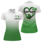 Maxcorners Custom Heart St Patricks Day Bowling Polo Shirts For Men, Lucky Shamprock Bowling Team Shirt