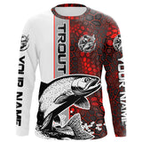 Maxcorners Trout Fishing Red Camo Long Sleeve Fishing Shirts With Custom Name, Trout 3D Fishing Shirts Jerseys LM2408