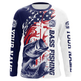 Maxcorners Custom Patriotic Largemouth Bass Long Sleeve Fishing Shirts, Red White And Blue Fishing Shirt LM0607