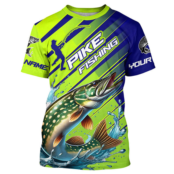 Maxcorners Custom Pike Fishing Uv Protection Long Sleeve Shirts, Pike Tournament Fishing Shirt MT2108