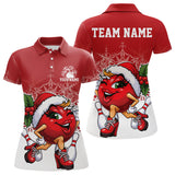 Maxcorners Custom Cute Funny Ladies Ver 1 Christmas Bowling Polo Shirts, Women Team Xmas Bowling Outfit MT1511