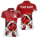 Maxcorners Custom Cute Funny Ladies  Ver 2 Christmas Bowling Polo Shirts, Women Team Xmas Bowling Outfit MT1511