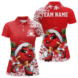 Maxcorners Custom Cute Funny Ladies Ver 4 Christmas Bowling Polo Shirts, Women Team Xmas Bowling Outfit MT1511