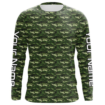 Maxcorners Largemouth Bass Fishing Camo Custom Long Sleeve Fishing Shirts, Bass Tournament Shirt LM0201