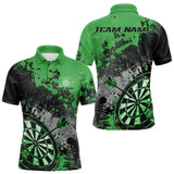 Maxcorners Custom Black And Green Splatter Dart Men Polo Shirt, Grunge Style Dart Team Jerseys LM1610