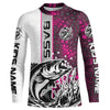 Maxcorners Largemouth Bass Fishing Custom Long Sleeve Tournament Shirts, Bass Fishing Jerseys | Pink Camo LM0201