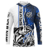 Maxcorners Largemouth Bass Fishing Custom Long Sleeve Tournament Shirts, Bass Fishing Jerseys | Water Blue Camo LM0201