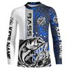 Maxcorners Largemouth Bass Fishing Custom Long Sleeve Tournament Shirts, Bass Fishing Jerseys | Water Blue Camo LM0201