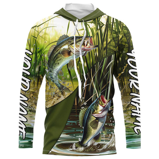 Maxcorners Largemouth Bass Fishing Custom 3D All Over Printed Shirts, Bass Tournament Fishing Shirts Gift Ideas LM0201
