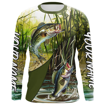 Maxcorners Largemouth Bass Fishing Custom 3D All Over Printed Shirts, Bass Tournament Fishing Shirts Gift Ideas LM0201