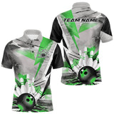 Maxcorners Custom Green And Gray Geometric Bowling Jerseys Bowling Team Polo Shirts For Men TU2107