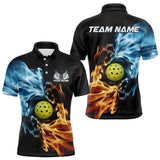 Maxcorners Water And Fire Custom Pickleball Polo Shirts For Men, Pickleball Team Pickleball Jerseys