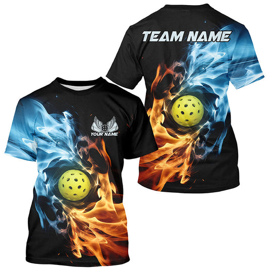 Maxcorners Water And Fire Custom Pickleball Polo Shirts For Men, Pickleball Team Pickleball Jerseys