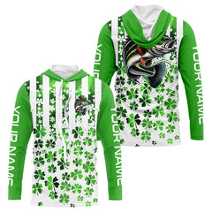 Maxcorners Personalized St Patrick's Day Bass Long Sleeve Fishing Shirts, Patriotic Bass Fishing Jerseys LM0201