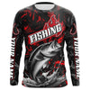 Maxcorners Largemouth Bass Fishing Custom Long Sleeve Shirts, Bass Tournament Fishing Jerseys | Red Camo LM0201