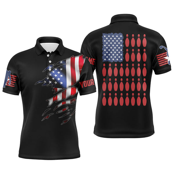 Maxcorners Patriotic Bowling American Flag Customized Name 3D Shirt