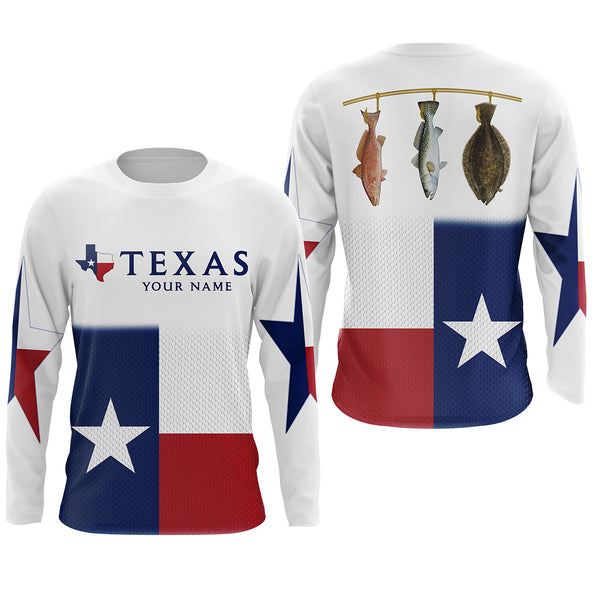 Maxcorners Customize Name Texas Flag Fishing 3D Shirts