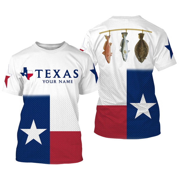 Maxcorners Customize Name Texas Flag Fishing 3D Shirts