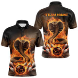 Maxcorners Custom Flame Cobra Snake Bowling Team Polo Shirts For Men, Bowling Tournament Outfits