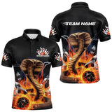 Maxcorners Custom Flame Cobra Snake Bowling Team Polo Shirts For Men Bowling Tournament Outfit