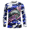Maxcorners Chinook Salmon Fishing American Flag Camo Custom Long Sleeve Shirts, Salmon Saltwater Fishing Shirts LM0201
