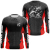 Maxcorners Personalized Largemouth Bass Fishing Jerseys, Bass Long Sleeve Tournament Fishing Shirts | Red LM0201