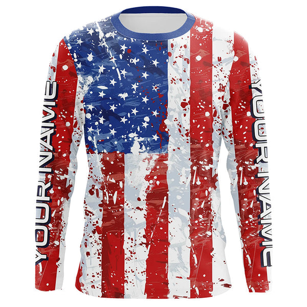 Maxcorners American Flag Custom Long Sleeve Uv Protection Fishing Shirts, Patriotic Fishing Jersey 2 LM2408