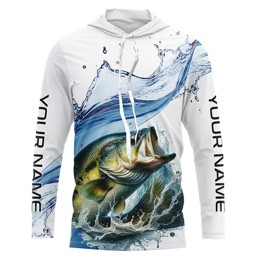 Maxcorners Largemouth Bass Fishing Custom Long Sleeve Tournament Fishing Shirts, Bass Fishing Jerseys LM0201