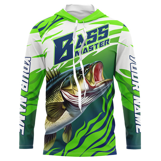 Maxcorners Personalized Bass master Fishing jerseys, Largemouth Bass Long sleeve performance Fishing Shirts LM0201
