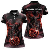 Maxcorners Black And Orange Custom Bowling Team Polo Shirts For Men & Women, Dragon Bowling League Shirts