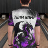 Maxcorners Black And Purple Thunder Lightning Custom Dragon Bowling Men Polo Shirts, Bowling Uniform