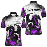 Maxcorners Black And Purple Thunder Lightning Custom Dragon Bowling Men Polo Shirts, Bowling Uniform