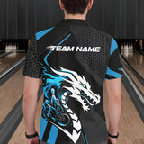 Maxcorners Custom Black And Blue Dragon Bowling Jerseys, Bowling Team Men Polo Shirts Bowlers Outfit