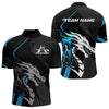 Maxcorners Custom Black And Blue Dragon Bowling Jerseys, Bowling Team Men Polo Shirts Bowlers Outfit