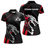 Maxcorners Custom Black And Red Dragon Bowling Jerseys, Bowling Team Men Polo Shirts Bowlers Outfit