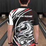 Maxcorners Custom Black And Red Dragon Bowling Team Polo Shirts For Men, Dragon Bowling Jerseys