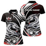 Maxcorners Custom Black And Red Dragon Bowling Team Polo Shirts For Men, Dragon Bowling Jerseys