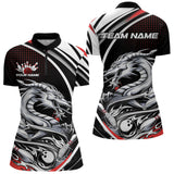 Maxcorners Custom Black And Red Dragon Bowling Team Polo Shirts For Men, Dragon Bowling Jerseys