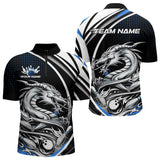 Maxcorners Custom Black And Blue Dragon Bowling Team Polo Shirts For Men, Dragon Bowling Jerseys