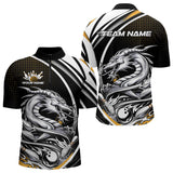 Maxcorners Custom Black And Yellow Dragon Bowling Team Polo Shirts For Men, Dragon Bowling Jerseys