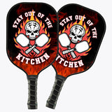 Maxcorners Custom Funny Pickleball Paddles Saying "Stay Out Of The Kitchen", Skull Pickleball Paddle Gifts