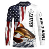 Maxcorners Catfish Fishing Custom Long Sleeve Fishing Shirts, American Flag Patriotic Catfish Fishing Shirt LM0501