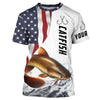 Maxcorners Catfish Fishing Custom Long Sleeve Fishing Shirts, American Flag Patriotic Catfish Fishing Shirt LM0501