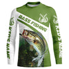 Maxcorners Custom Bass Fishing Long Sleeve Tournament Fishing Shirts, Bass Performance Fishing Jerseys | Green LM0201