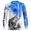 Maxcorners Bass Fishing Watercolor Custom Long Sleeve Performance Fishing Shirts, Bass Fishing Jerseys | Blue LM0201