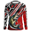 Maxcorners Black And Red Bass Long Sleeve Tournament Fishing Shirts, Custom Bass Fishing Jerseys LM0201